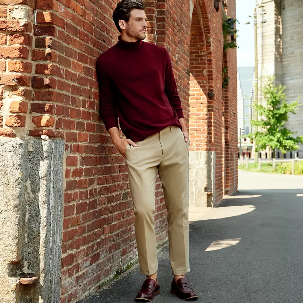 Men's No Iron Straight Fit Plain Front Chino Pant