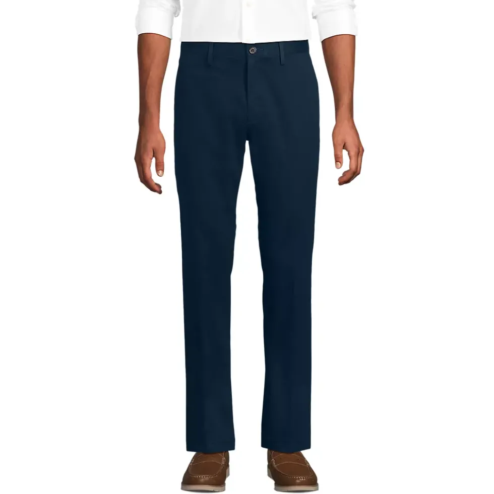 Men's No Iron Straight Fit Plain Front Chino Pant