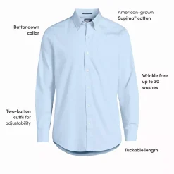 Men's No Iron Supima Cotton Pinpoint Buttondown Collar Dress Shirt