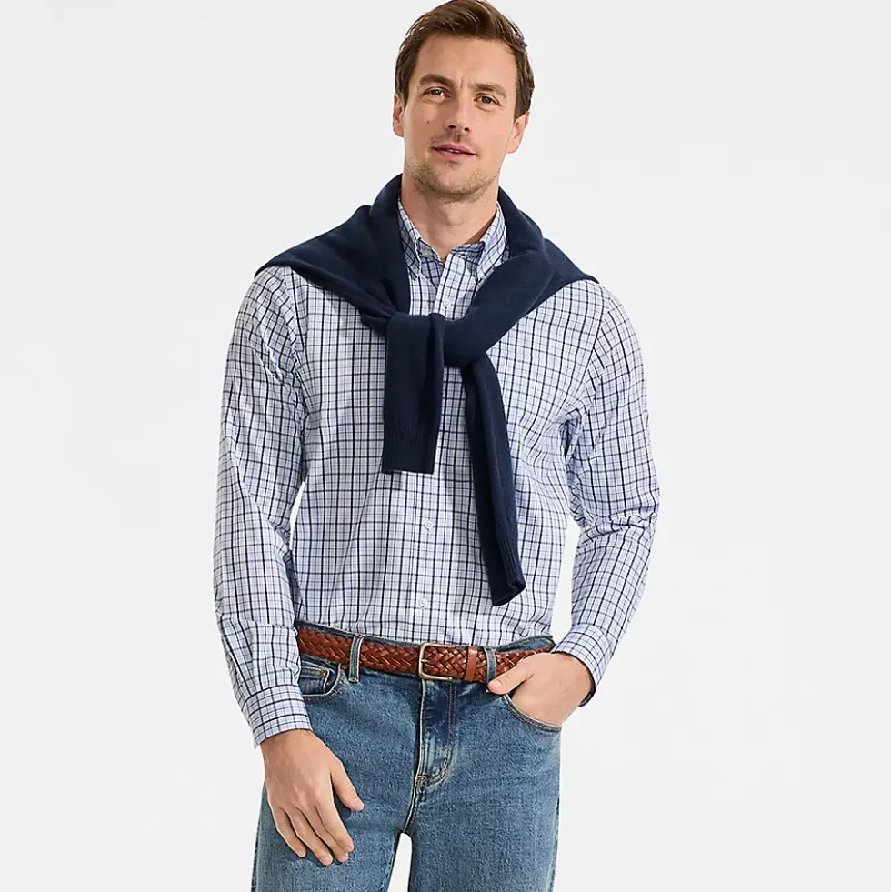 Men's No Iron Supima Cotton Pinpoint Buttondown Collar Dress Shirt