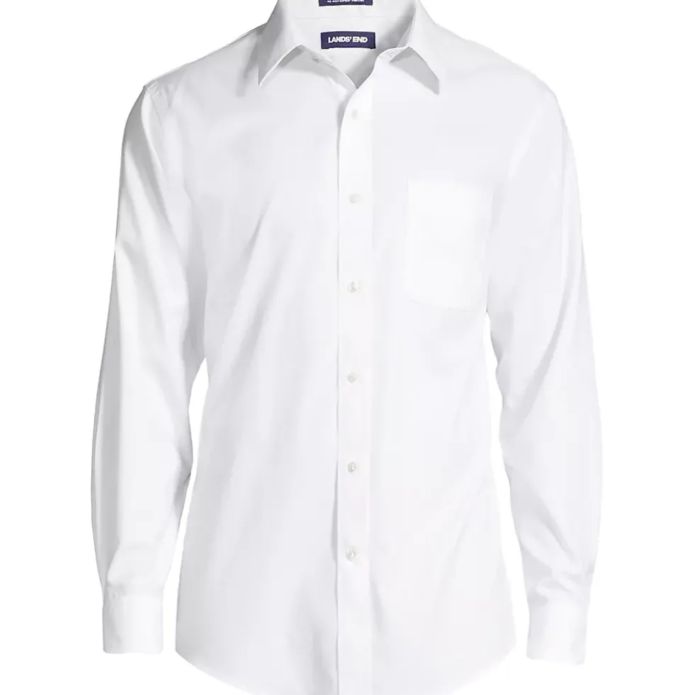 Men's No Iron Supima Cotton Pinpoint Straight Collar Dress Shirt