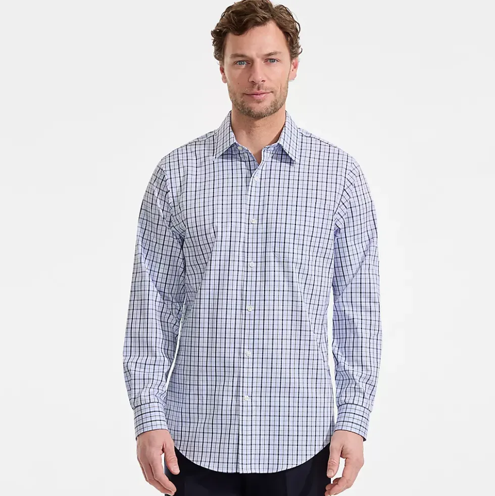 Men's No Iron Supima Cotton Pinpoint Straight Collar Dress Shirt