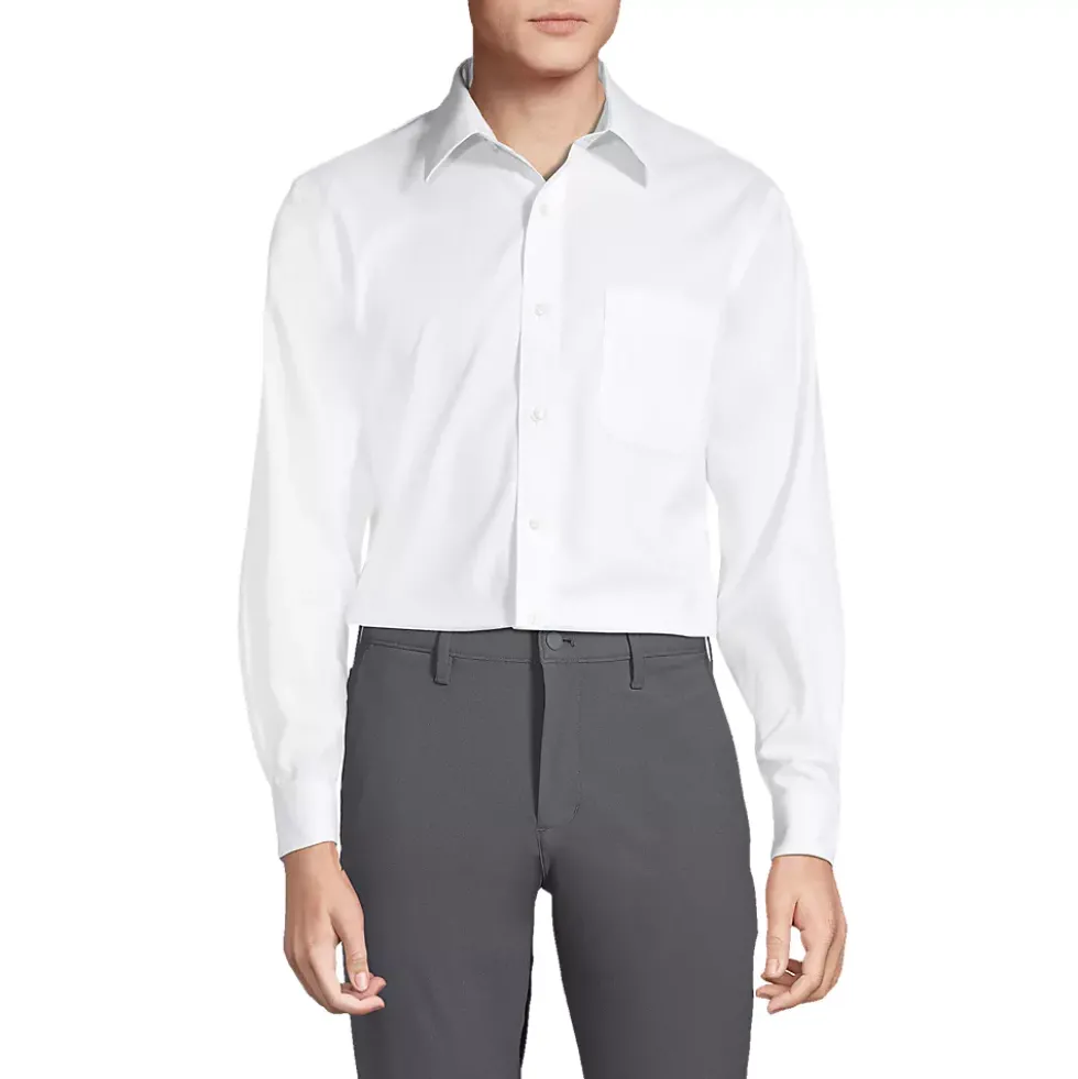 Men's No Iron Supima Cotton Pinpoint Straight Collar Dress Shirt