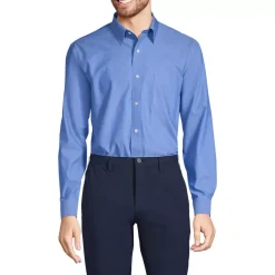 Men's No Iron Supima Cotton Pinpoint Straight Collar Dress Shirt