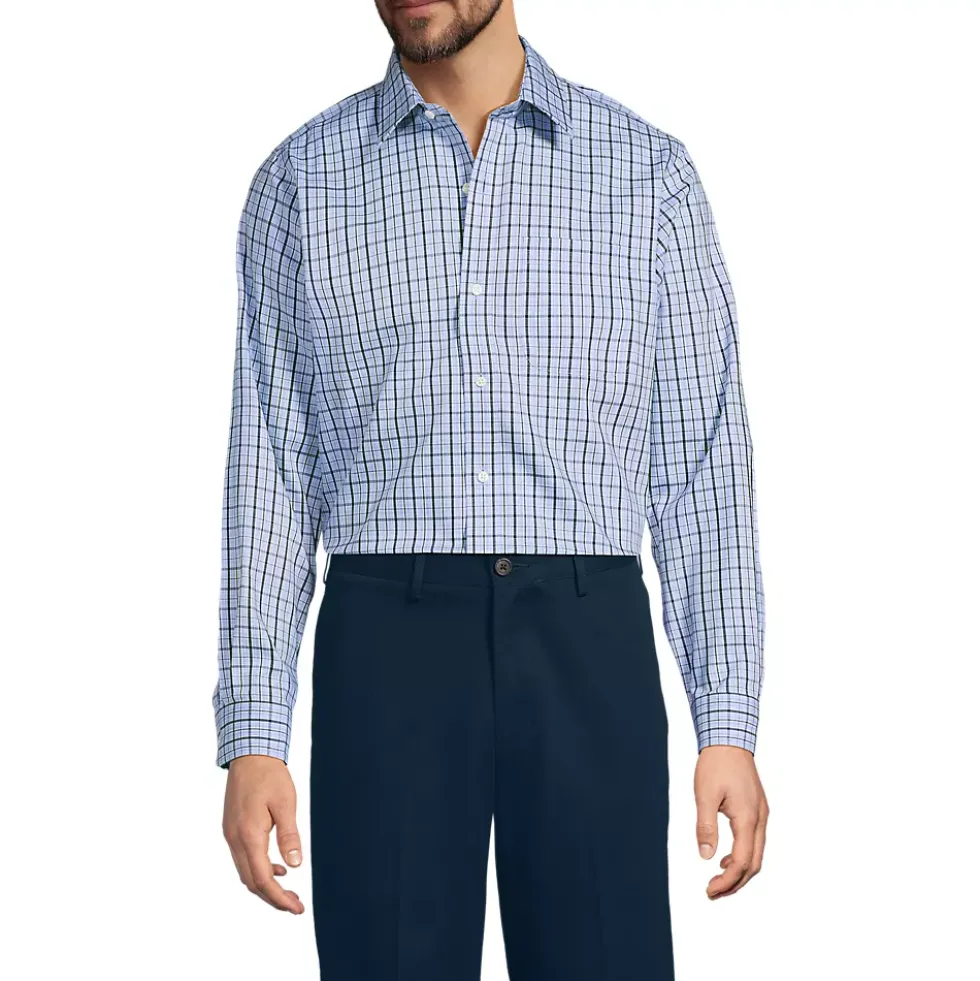 Men's No Iron Supima Cotton Pinpoint Straight Collar Dress Shirt