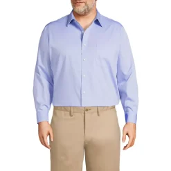 Men's No Iron Supima Cotton Pinpoint Straight Collar Dress Shirt