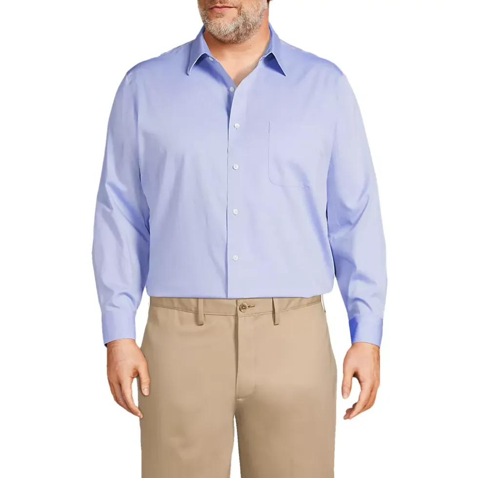 Men's No Iron Supima Cotton Pinpoint Straight Collar Dress Shirt