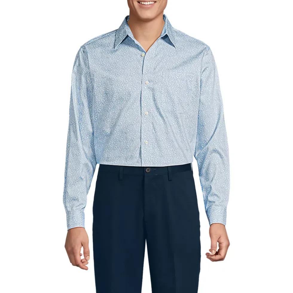 Men's No Iron Supima Cotton Pinpoint Straight Collar Dress Shirt