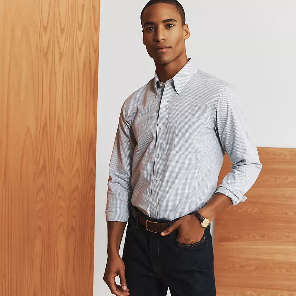 Men's No Iron Supima Cotton Pinpoint Buttondown Collar Dress Shirt