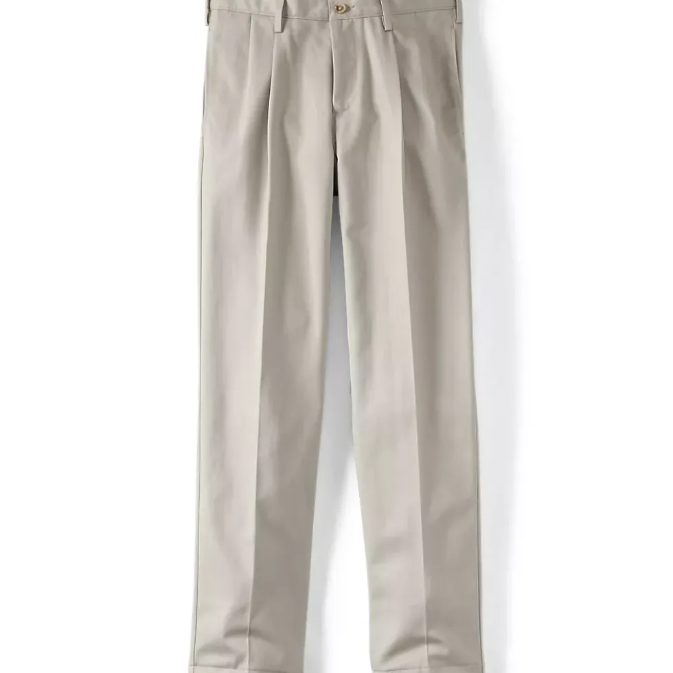 Men's No Iron Traditional Fit Pleated Front Chino Pant