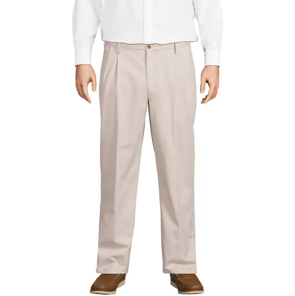 Men's No Iron Traditional Fit Pleated Front Chino Pant