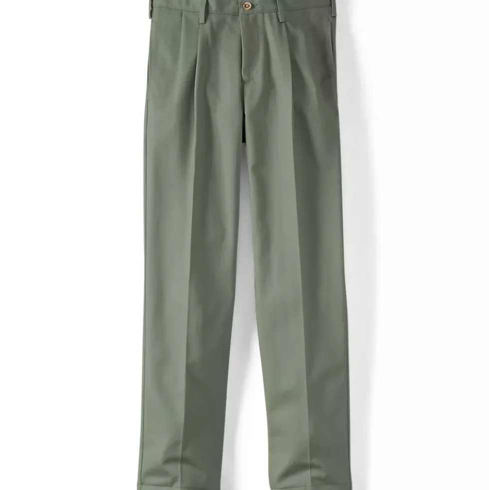 Men's No Iron Traditional Fit Pleated Front Chino Pant