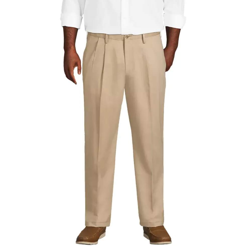 Men's No Iron Traditional Fit Pleated Front Chino Pant