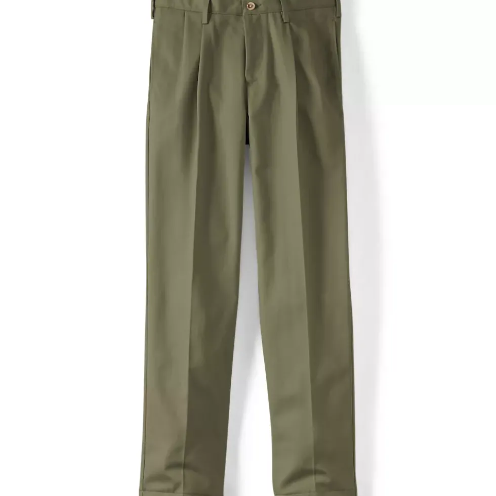 Men's No Iron Traditional Fit Pleated Front Chino Pant
