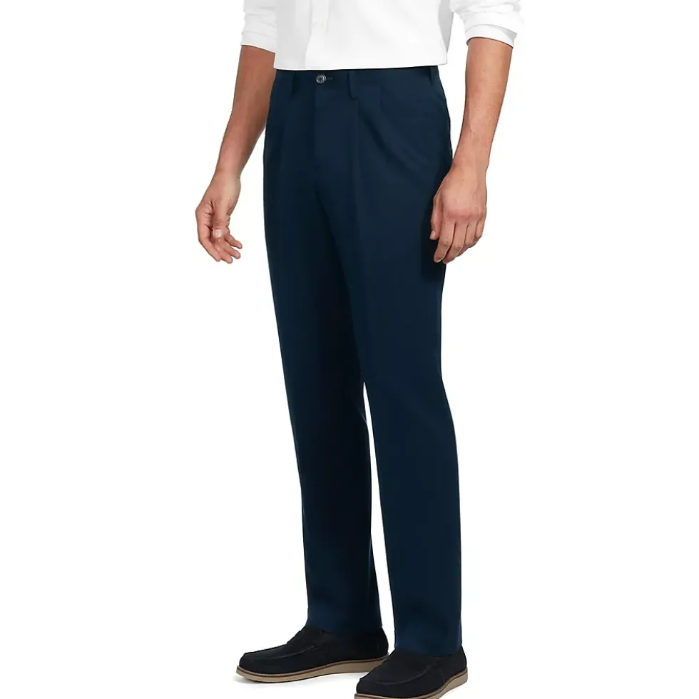 Men's No Iron Traditional Fit Pleated Front Chino Pant