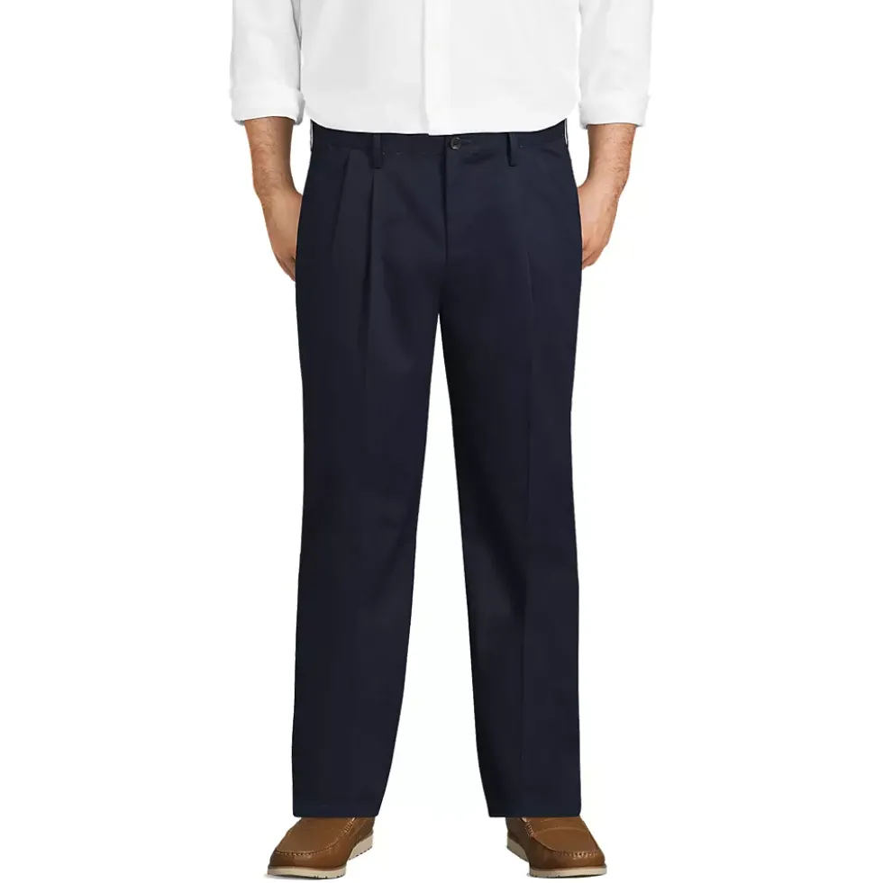 Men's No Iron Traditional Fit Pleated Front Chino Pant
