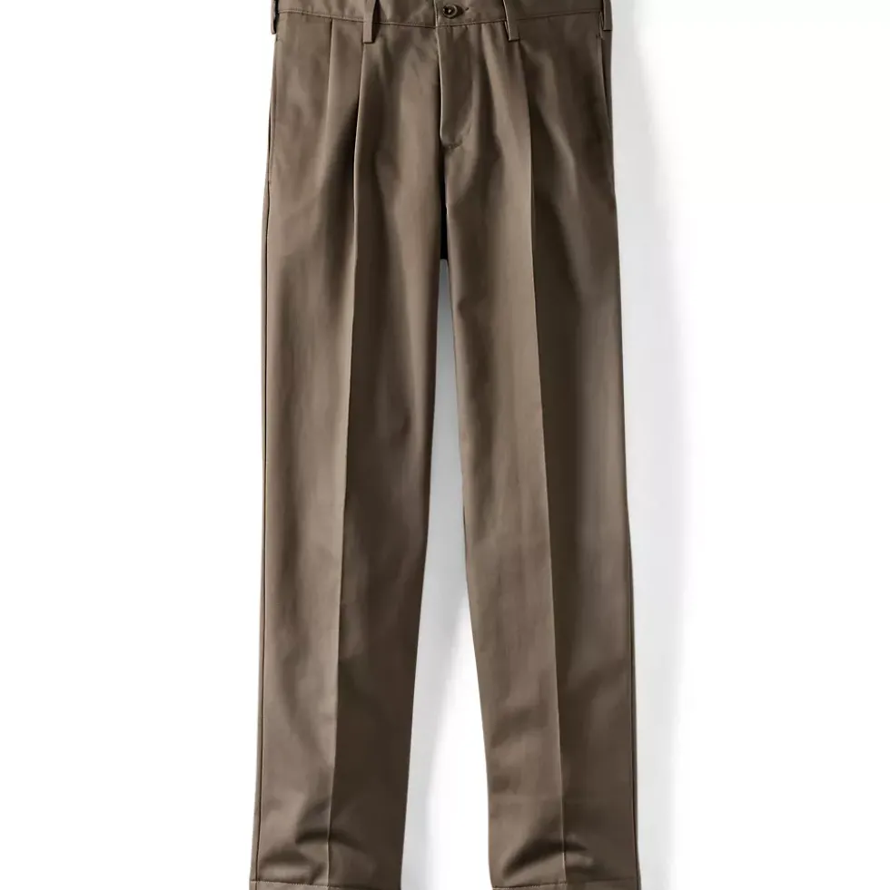 Men's No Iron Traditional Fit Pleated Front Chino Pant