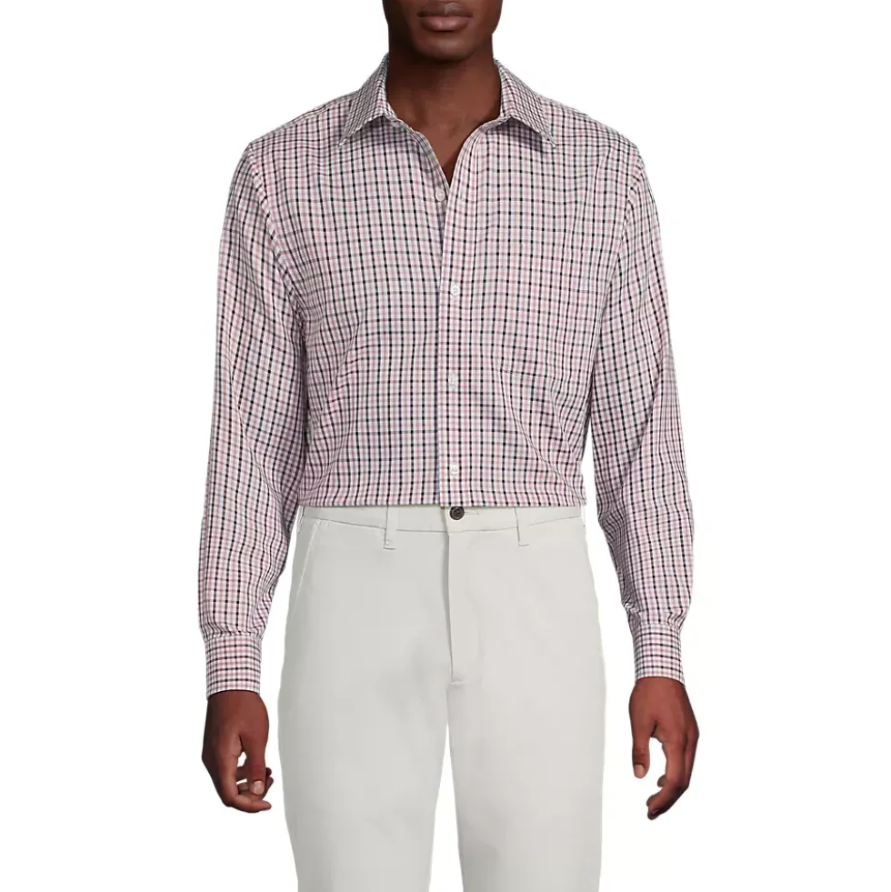 Men's Pattern No Iron Supima Pinpoint Straight Collar Dress Shirt