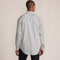 Men's Pattern No Iron Supima Pinpoint Straight Collar Dress Shirt