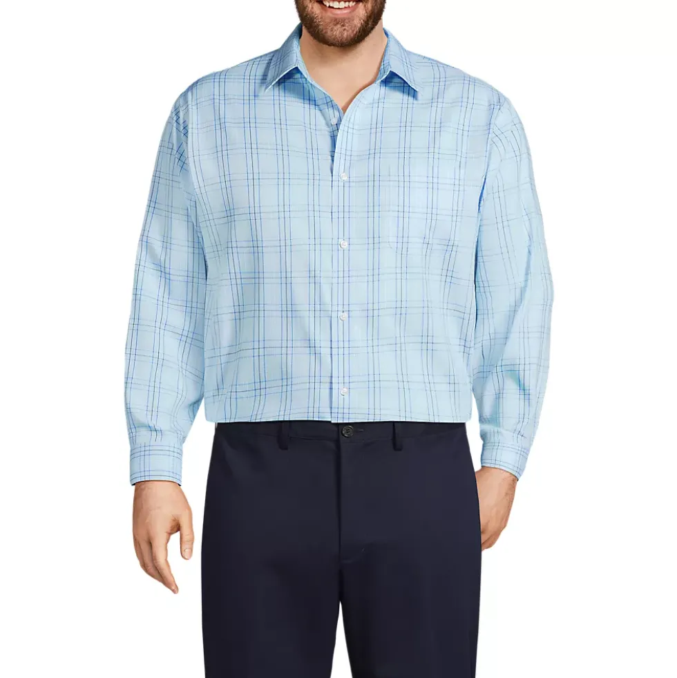 Men's Pattern No Iron Supima Pinpoint Straight Collar Dress Shirt