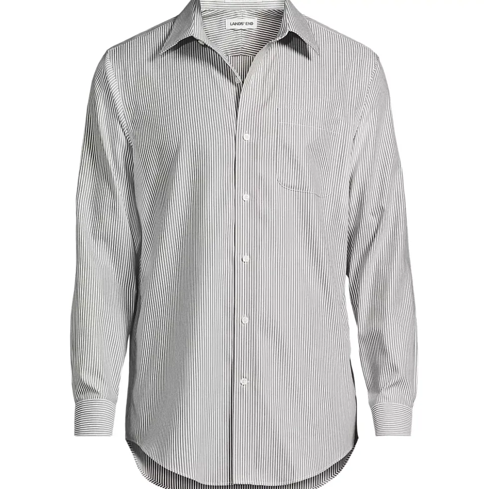 Men's Pattern No Iron Supima Pinpoint Straight Collar Dress Shirt