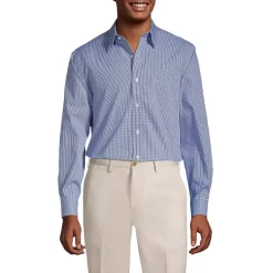 Men's Pattern No Iron Supima Pinpoint Straight Collar Dress Shirt