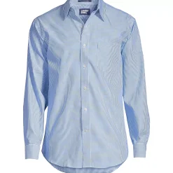 Men's Pattern No Iron Supima Pinpoint Straight Collar Dress Shirt