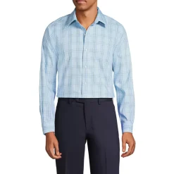 Men's Pattern No Iron Supima Pinpoint Straight Collar Dress Shirt
