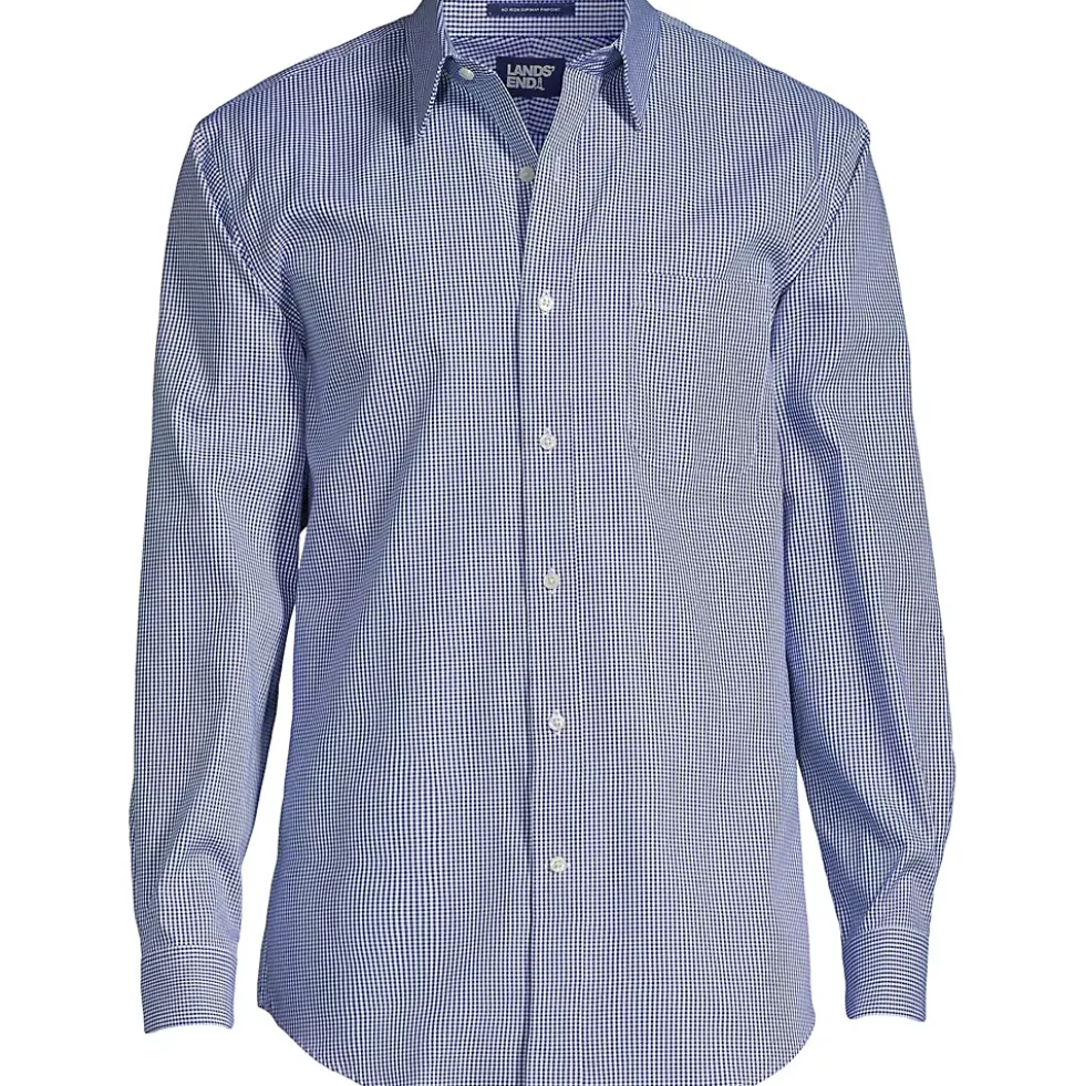 Men's Pattern No Iron Supima Pinpoint Straight Collar Dress Shirt