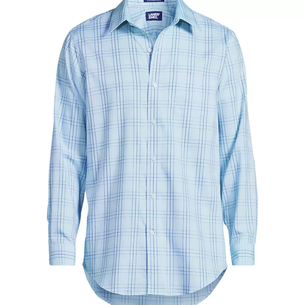 Men's Pattern No Iron Supima Pinpoint Straight Collar Dress Shirt