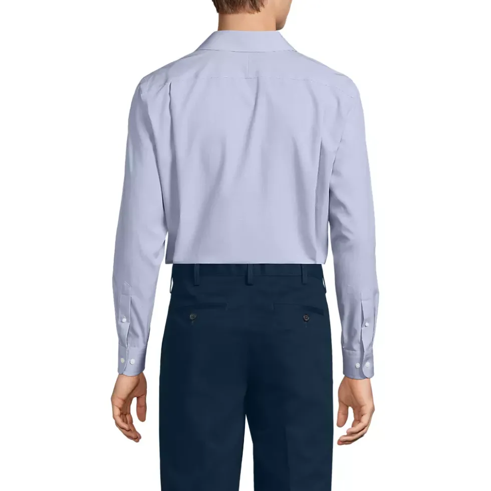 Men's Pattern No Iron Supima Pinpoint Straight Collar Dress Shirt