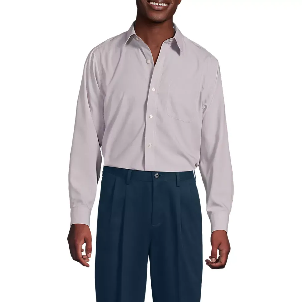Men's Pattern No Iron Supima Pinpoint Straight Collar Dress Shirt