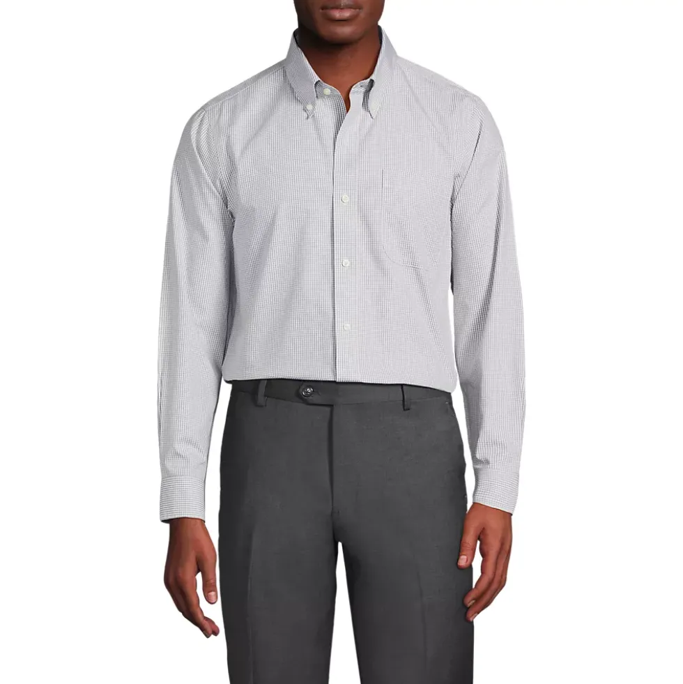 Men's Pattern No Iron Supima Pinpoint Straight Collar Dress Shirt