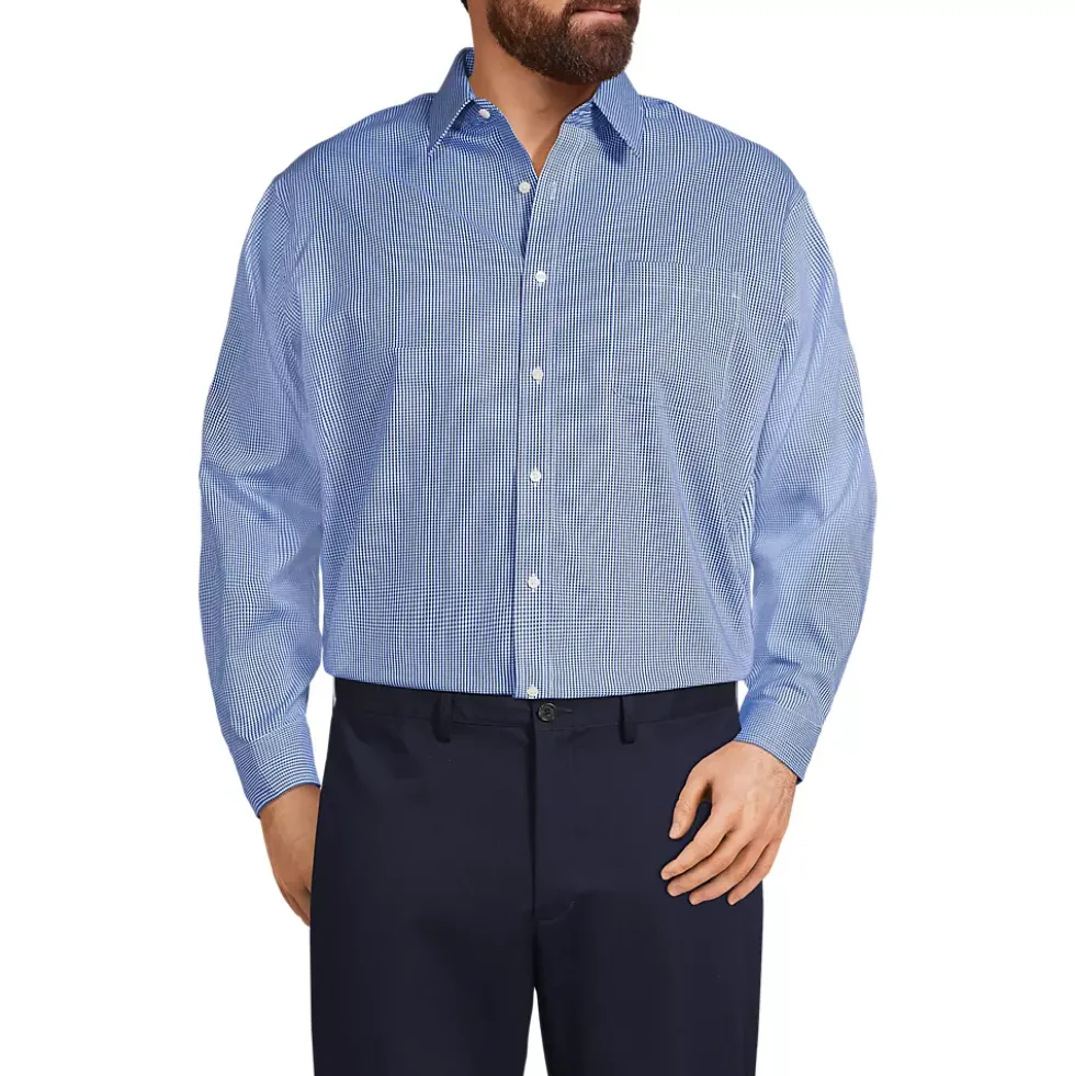 Men's Pattern No Iron Supima Pinpoint Straight Collar Dress Shirt