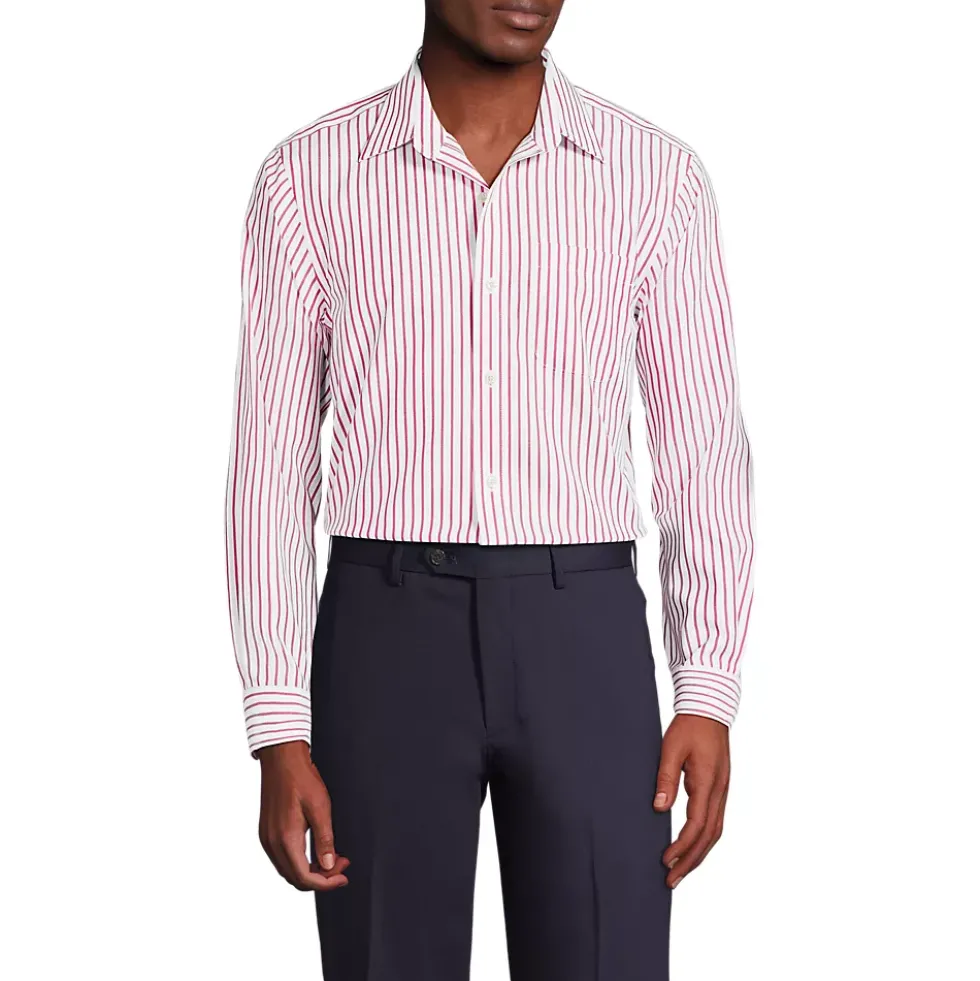 Men's Pattern No Iron Supima Pinpoint Straight Collar Dress Shirt