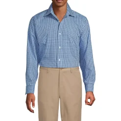 Men's Pattern No Iron Supima Pinpoint Straight Collar Dress Shirt