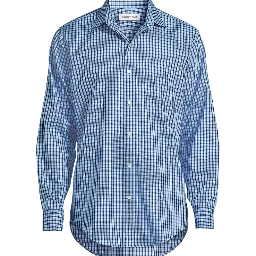 Men's Pattern No Iron Supima Pinpoint Straight Collar Dress Shirt