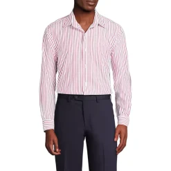 Men's Pattern No Iron Supima Pinpoint Straight Collar Dress Shirt