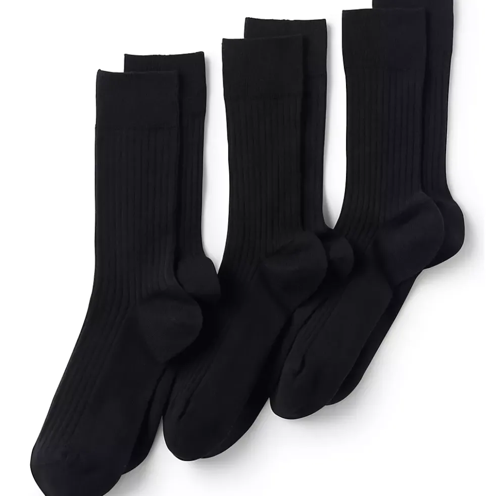 Men's Seamless Toe Cotton Rib Dress Socks 3 Pack