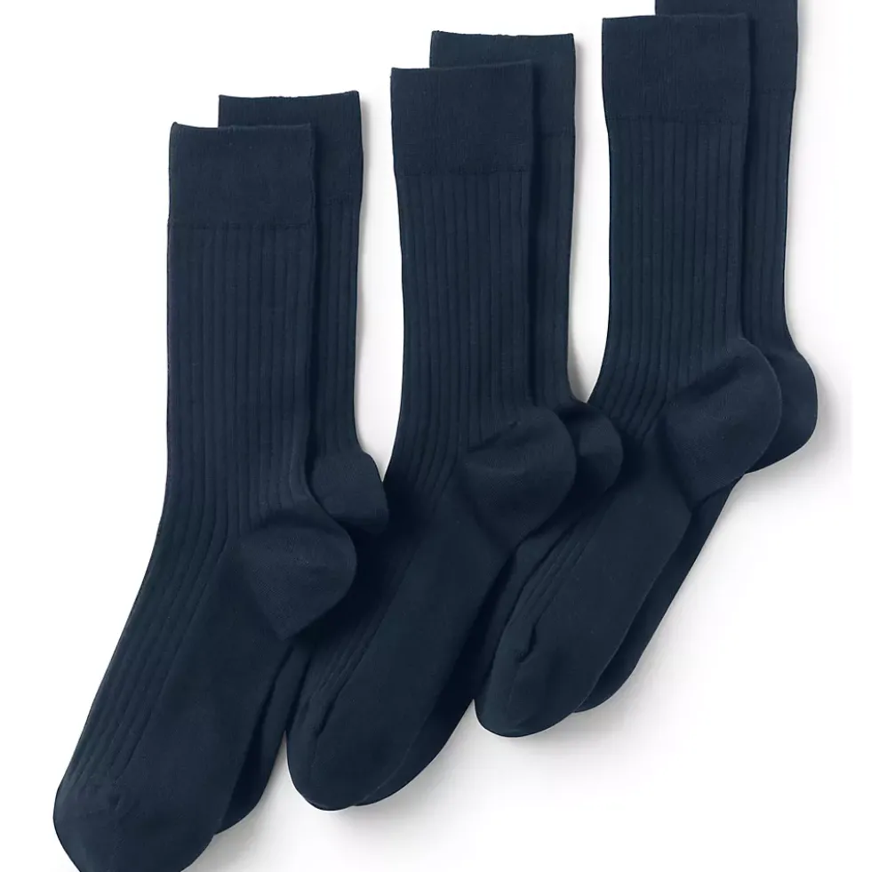 Men's Seamless Toe Cotton Rib Dress Socks 3 Pack