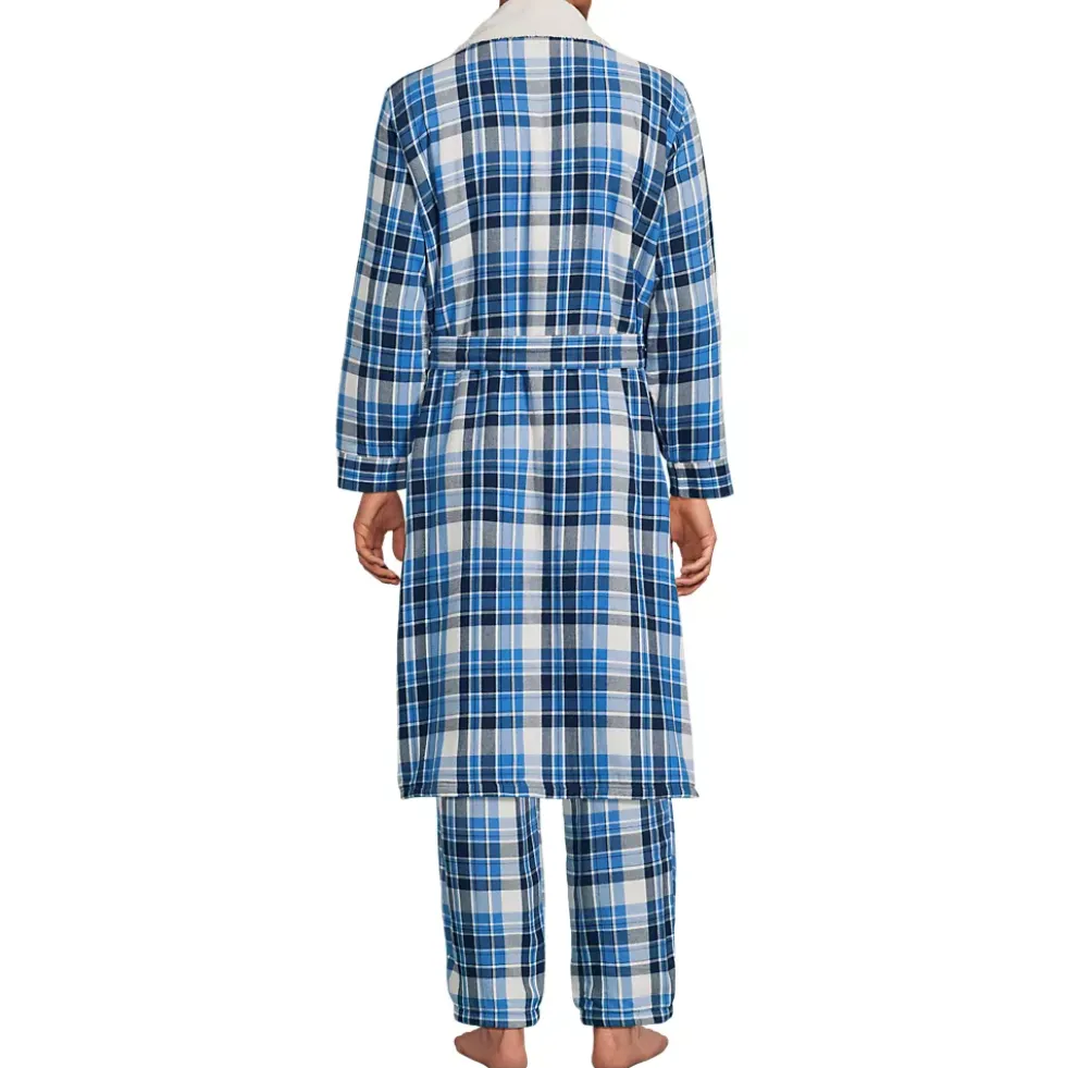 Men's Sherpa Fleece Lined Flannel Robe