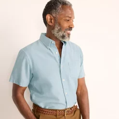 Men's Short Sleeve Button Down Chambray Shirt