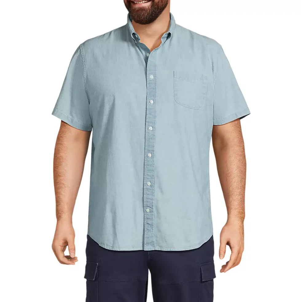 Men's Short Sleeve Button Down Chambray Shirt