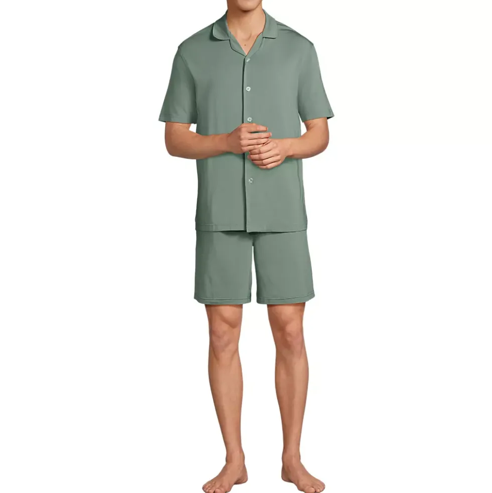 Men's Short Sleeve Cooling Knit Pajama Short Set