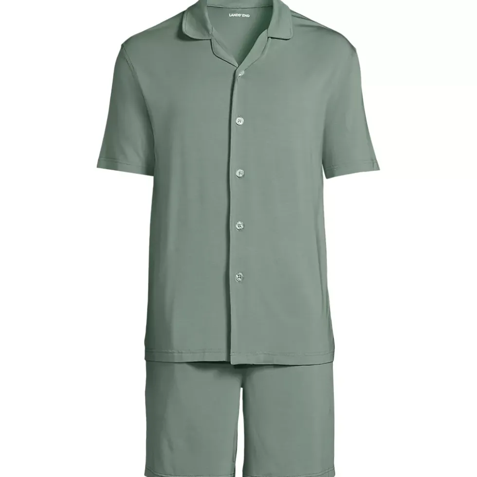 Men's Short Sleeve Cooling Knit Pajama Short Set