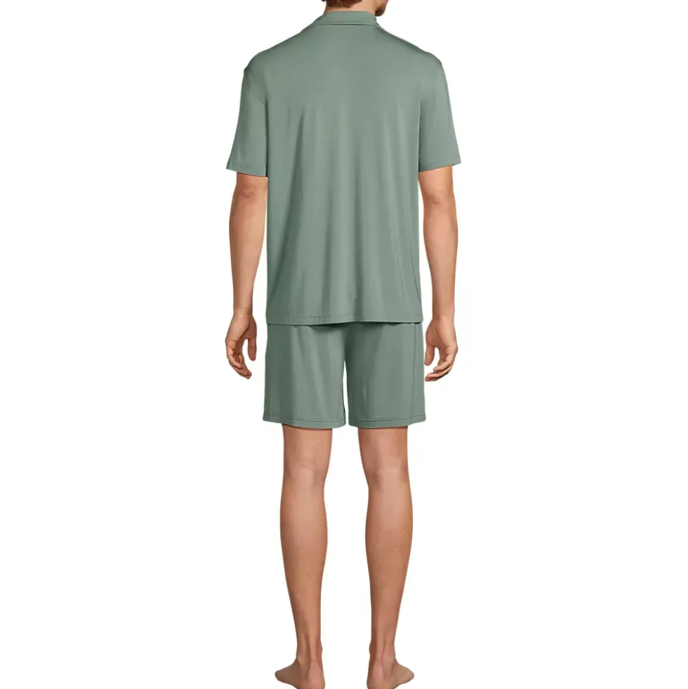 Men's Short Sleeve Cooling Knit Pajama Short Set