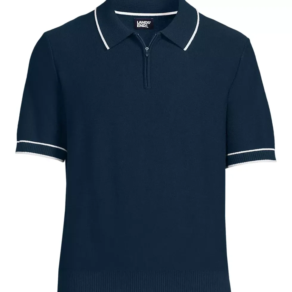 Men's Short Sleeve Cooling Zip Sweater Polo