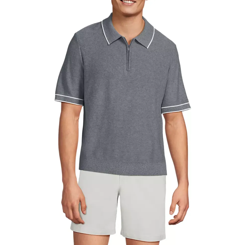 Men's Short Sleeve Cooling Zip Sweater Polo