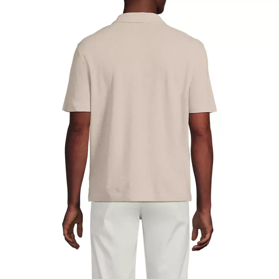 Men's Short Sleeve Cotton Linen Button Through Camp Collar Shirt