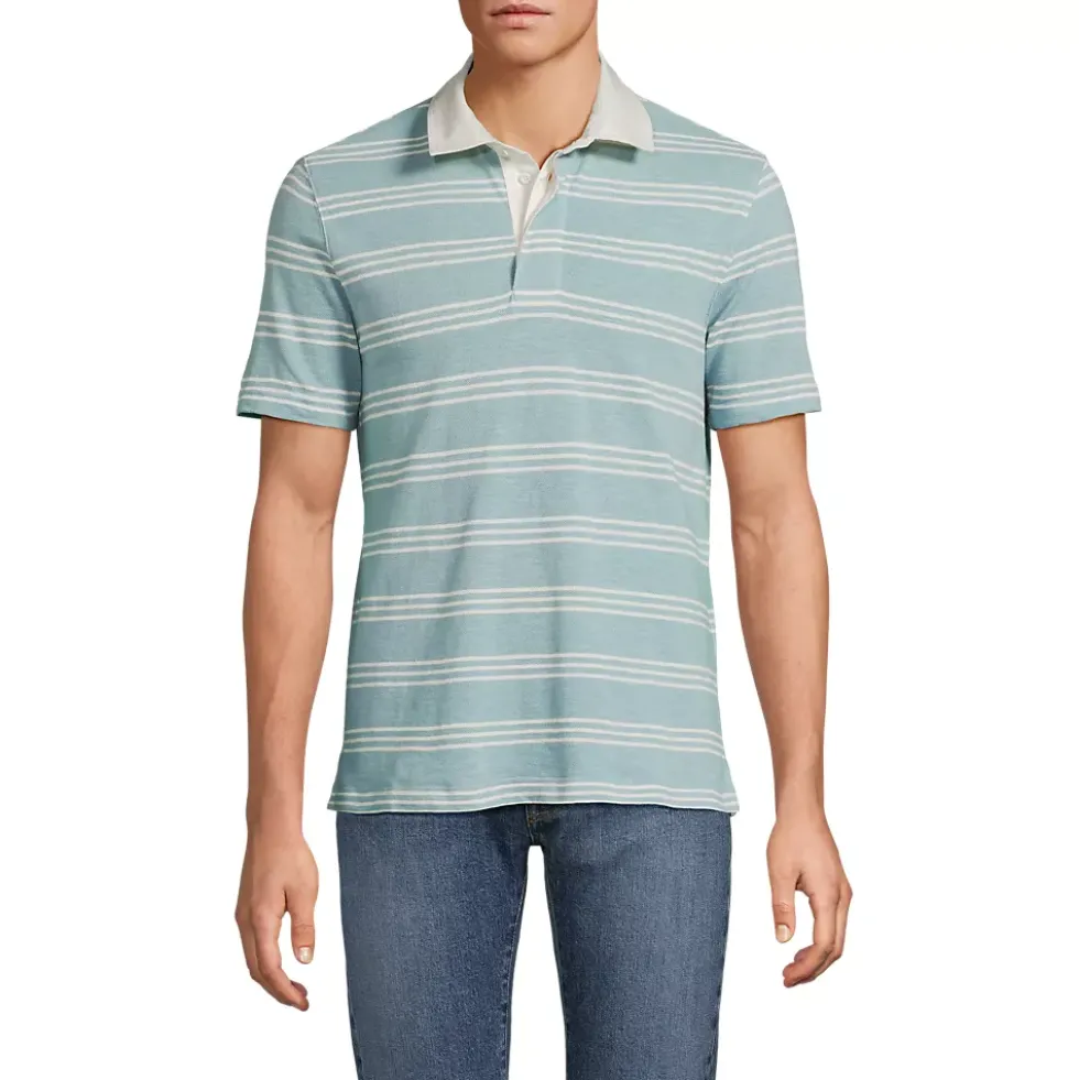 Men's Short Sleeve Cotton Linen Rugby Polo